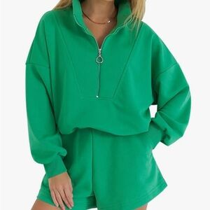 Amazon Green Track Pants & Joggers Set - Bright Green Zip Pullover